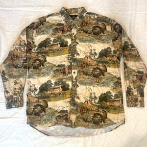 RedHead TURKEY print camo button up longsleeve shirt Size XL Very good condition